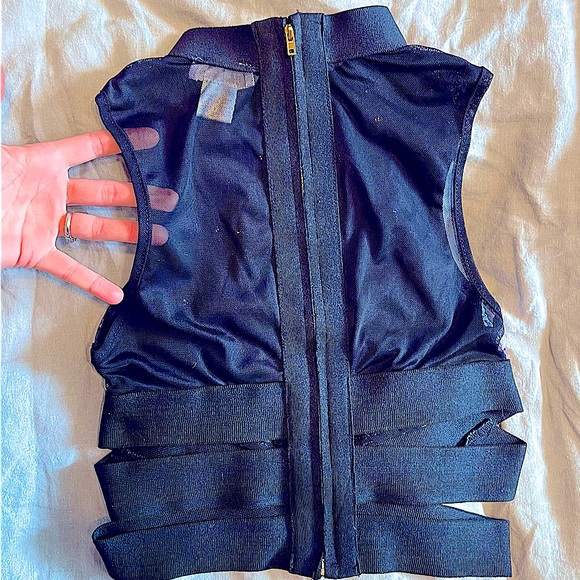 Iridescent Sequin Rave Top with Elastic and mesh back - Picture 2 of 4